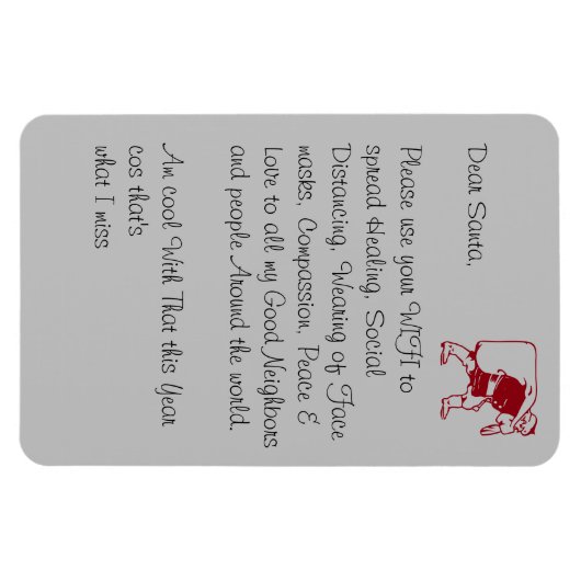 親愛なるサンタへ 癒しと社会的距離の大切さを広めて ソーシャルディスタンスのアイデア マグネット (横)