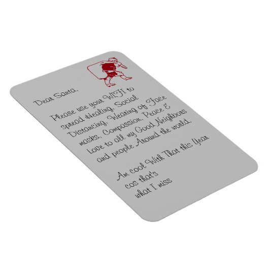 親愛なるサンタへ 癒しと社会的距離の大切さを広めて ソーシャルディスタンスのアイデア マグネット (右側)