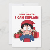 親愛なるサンタへ、私には言い訳がある 罪を認めるクリスマスデザイン シーズンカード (正面)