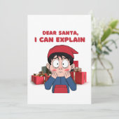 親愛なるサンタへ、私には言い訳がある 罪を認めるクリスマスデザイン シーズンカード (スタンド正面)