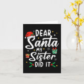 親愛なるサンタへ 私の姉がやったのよ 女の子 少年 少女 楽しい カード (黄色い花)