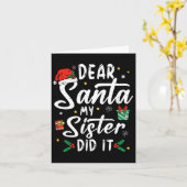 親愛なるサンタへ 私の姉がやったのよ 女の子 男の子 楽しい チ カード (黄色い花)