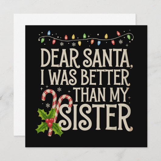 親愛なるサンタへ 私は妹よりずっと良い子だった クリスマス (正面/裏面)