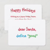 親愛なるサンタへ　良い　面白い　休暇　クリスマス 招待状 (正面/裏面)