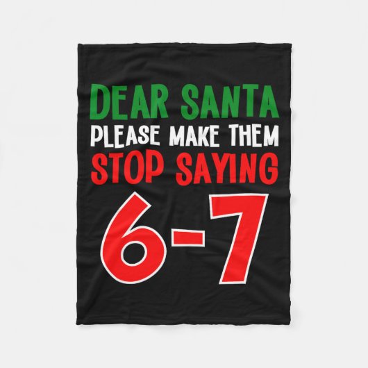 親愛なるサンタ67 面白いクリスマス 六七 6-7 ミーム M フリースブランケット (正面)