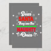 親愛なるサンタ 彼らはいたずら好きな面白いクリスマスファミリー 招待状 (正面/裏面)