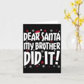 親愛なるサンタ 私の弟がやったよTシャツ 兄弟 クリスマス カード (黄色い花)
