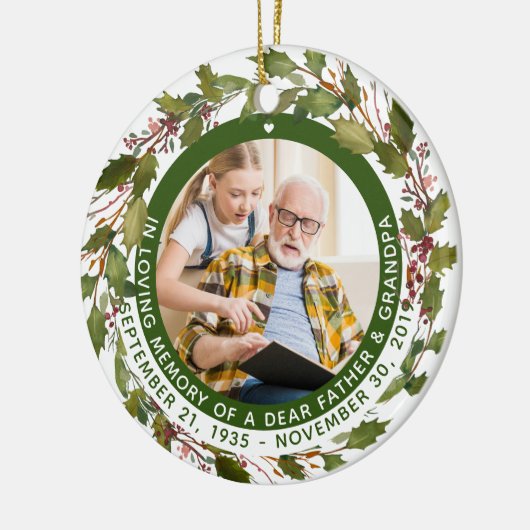 親愛なる思い出の中で父おじいちゃん記念クリスマス セラミックオーナメント (左)