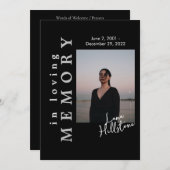 親愛なる記憶の中で黒い葬儀プログラム 招待状 (正面/裏面)