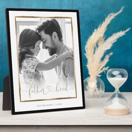 親愛なるEST。黒エレガントと金ゴールドのフレーム写真 フォトプラーク (側面)