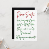 親愛なサンタさん、私は自分で必要な物を買うからね。面白いクリスマス カード (正面/裏面インサイチュ)