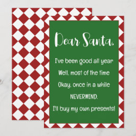 親愛なサンタさん、私自身でプレゼントを買います 面白いクリスマス カード
