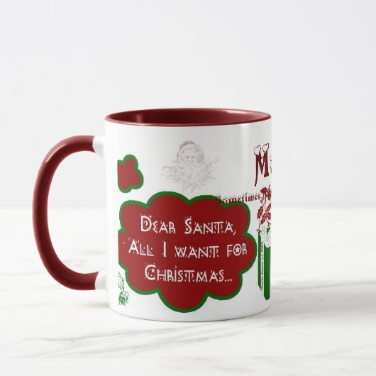 親愛なサンタの信号器のマグ-名前かメッセージを個人化して下さい マグカップ (左)