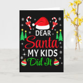 親愛なサンタへ 私の子供たちがやったよ 家族でお揃いのクリスマス カード (黄色い花)