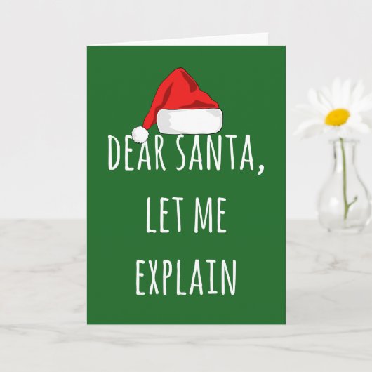 親愛なサンタへ　説明させてね　面白いクリスマス カード (小さな植物)