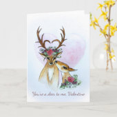 親愛なシカのバレンタイン2の挨拶状 カード (黄色い花)