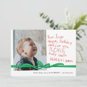 "親愛イエス"赤いクレヨンのノート写真クリスマスカード (スタンド正面)