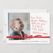 "親愛イエス"赤いクレヨンのノート写真クリスマスカード (正面)