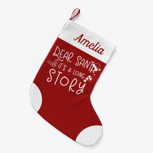 親愛サンタかわいい長い物語だおもしろい スモールクリスマスストッキング (正面 (吊り時))