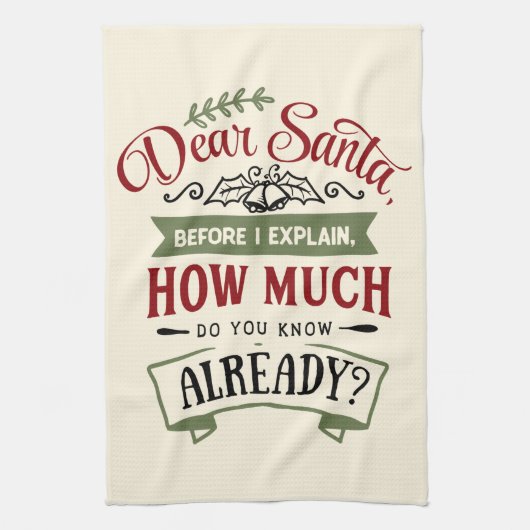 親愛サンタがクリスマスおもしろい引用文 キッチンタオル (縦)