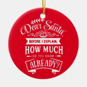 親愛サンタがクリスマスおもしろい引用文 セラミックオーナメント (正面)