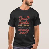 親愛サンタがクリスマスおもしろい引用文 Tシャツ (正面)