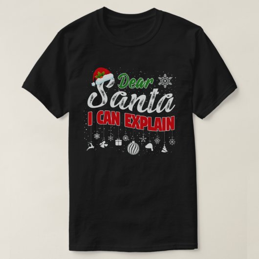 親愛サンタさん家族のクリスマスおもしろいを説明する Tシャツ (デザイン正面)