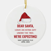 親愛サンタ妊娠を予想していパーソナライズされたる セラミックオーナメント (正面)
