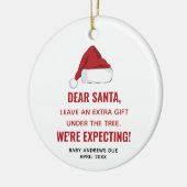 親愛サンタ妊娠を予想していパーソナライズされたる セラミックオーナメント (左)
