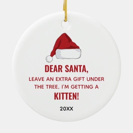 親愛サンタ新パーソナライズされた猫の里親 セラミックオーナメント (裏面)