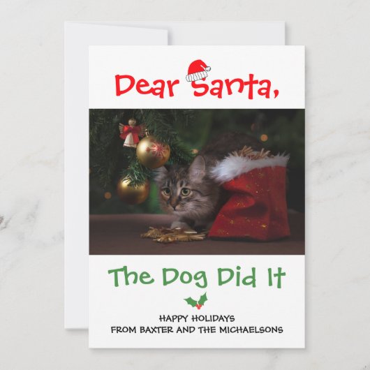 親愛サンタ、犬がペットの写真をおもしろい撮った シーズンカード (正面)