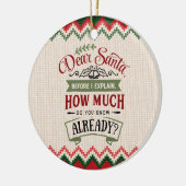 親愛サンタ,説明する前に – クリスマおもしろいス セラミックオーナメント (左)