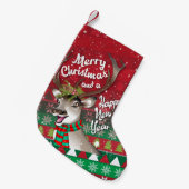 親愛トナカイ – Merry Christmas and happy NewYear スモールクリスマスストッキング (正面 (吊り時))