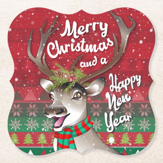 親愛トナカイ – Merry Christmas and happy NewYear ペーパーコースター (正面)