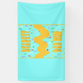 親愛パパベアおもしろいデザインメッド青マスタードカラー 横断幕 (縦)