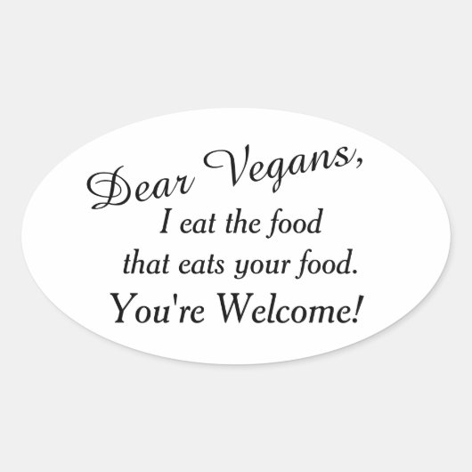 親愛ビーガンは警告 楕円形シール (正面)