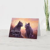 親愛フレンドロシアのブルーキティキャッツ誕生日 カード (正面)