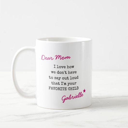 親愛母お気に入りの子タイプライタータイポグラフィ コーヒーマグカップ (左)