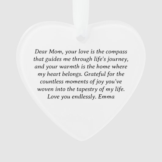 親愛母の心のこもったメモ オーナメント (正面)
