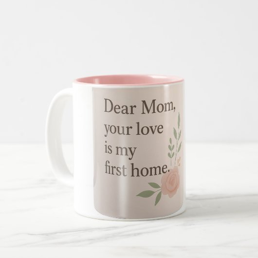 親愛母 – フローラマグとハートフェルト引用文 | 新規M ツートーンマグカップ (正面左)