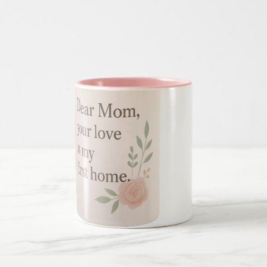 親愛母 – フローラマグとハートフェルト引用文 | 新規M ツートーンマグカップ (中央)