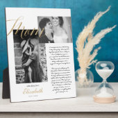 親愛母 |金ゴールドMom Script結婚のメッセージ写真 フォトプラーク (側面)