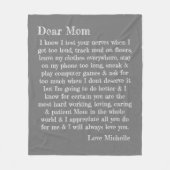 親愛MOMタイポグラフィパーソナライズされた文 フリースブランケット (正面)