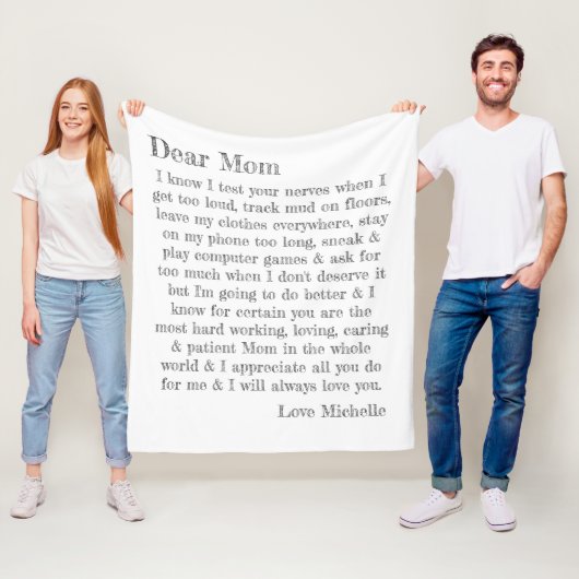 親愛Mom Letterおもしろいタイポグラフィパーソナライズされた  フリースブランケット (インサイチュ)