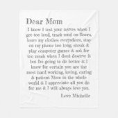 親愛Mom Letterおもしろいタイポグラフィパーソナライズされた  フリースブランケット (正面)