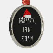 親愛Santaクリスマスの説明をおもしろいする メタルオーナメント (右)