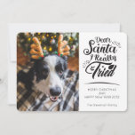 親愛Santa私は犬の写真おもしろいクリスマスを試した シーズンカード<br><div class="desc">この可愛いおもしろいのホリデーカードを家族や友達に送ってクリスマス応援を広げる。このカードは黒い手書きモダンのフォントで読「Santa I really try親愛」というトレンディーとタイポグラフィを備えている。簡単にあなたの犬の写真をパーソナライズに追加。カードの裏には可愛い柄が描かれ、前絵や小さなハートが黒やグレーの色調で描かれている。</div>