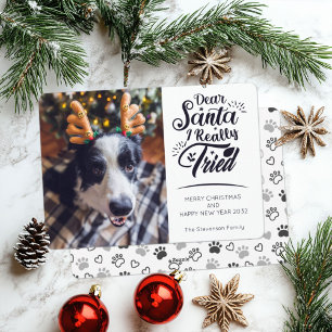 親愛Santa私は犬の写真おもしろいクリスマスを試した シーズンカード