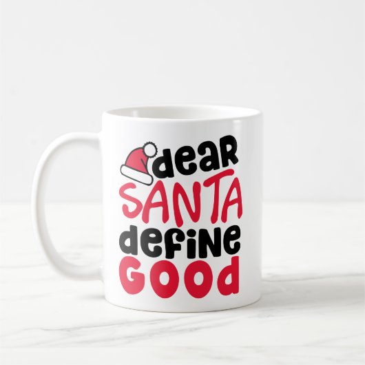 親愛Santa Define Good Christmasおもしろい コーヒーマグカップ (左)