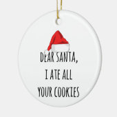 親愛Santa I食べは全てのクッキーおもしろい Christmas セラミックオーナメント (左)
